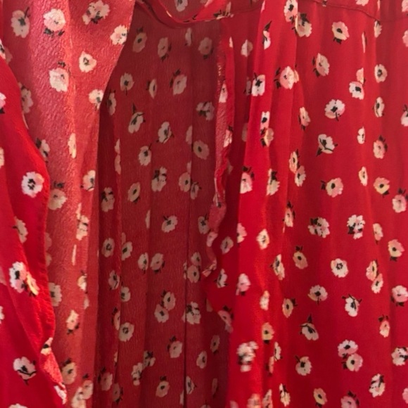 Ghanda Red Floral Wrap Dress - S - Picture 12 of 12